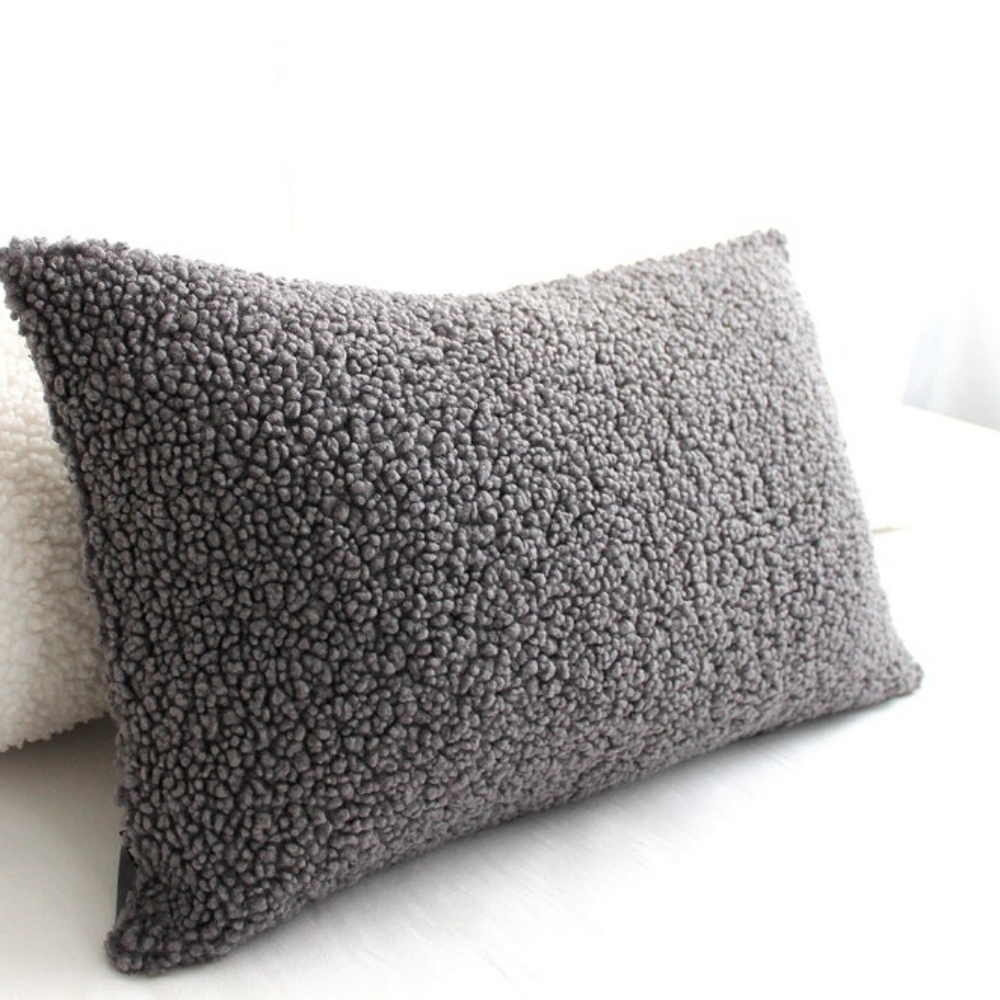 UGG Super Soft Faux Fur Decor Lumbar Pillow Case 22”x14” Grey